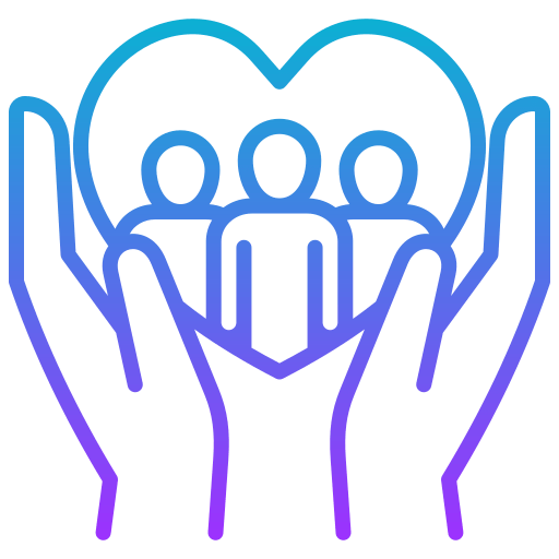services-sociaux mains qui entourent un coeur avec des personnes dedans